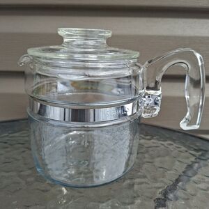 Vintage PYREX Flameware Clear Glass Tea Pot Kettle 4 Cup Made In USA